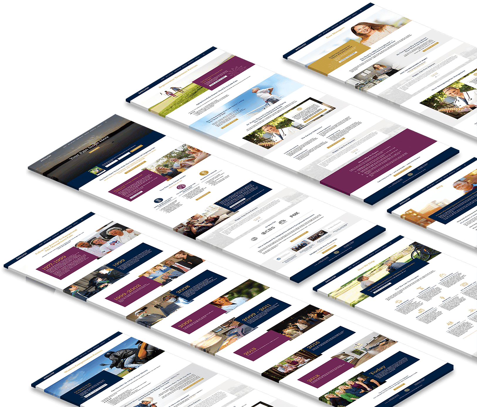 Brand strategy work across multiple web pages
